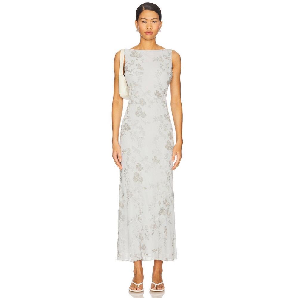 NEW NWT Stone Cold Fox Blaire Embroidered Maxi Dress in Dusty Blue size Small